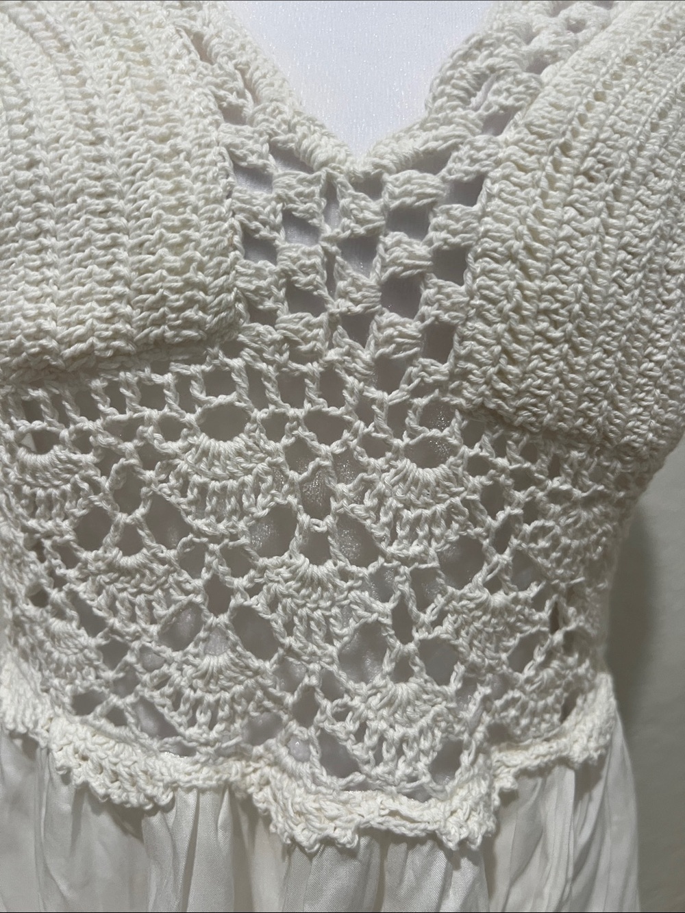 White Crochet Halter Maxi Dress - Picture 4 of 12